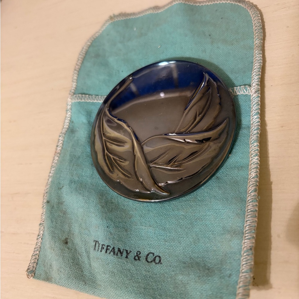 Tiffany & Co. Silverplate Leaf Mirror w/ Original Bag